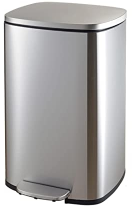 Poubelle La poubelle de la cuisine peut une corbeille de grande capacité poubelle silencieuse poubelle en acier inoxydable brossé poubelle avec couvercle argent Corbeille papiers ( Size : 50L )