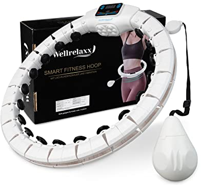 Wellrelaxx Smart Hula Hoop inklusive elektr. Massagefunktion und Zähler | Hula Hoop mit Gewicht Kugel | Hullahub Reifen zum Abnehmen | bis 113cm Umfang