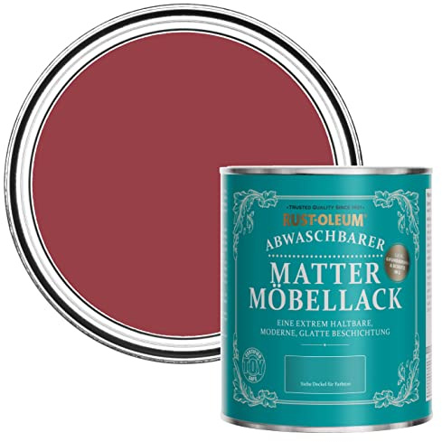 Rust-Oleum rot Möbelfarbe mit Matt-Finish, geruchsarm und wasserbasiert für Innenholz - Soho 750ML