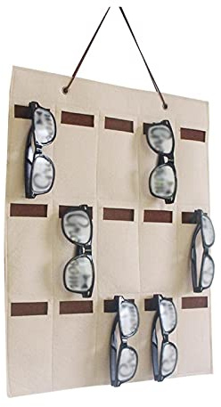 TOMYEUS Glasses Stand 15 Slots Felt Glasses Stand Holder for Sunglasses Glasses Storage Display Hanging Bag Wall Bag Storage Box Organiser Glasses Holder (Color : 1)