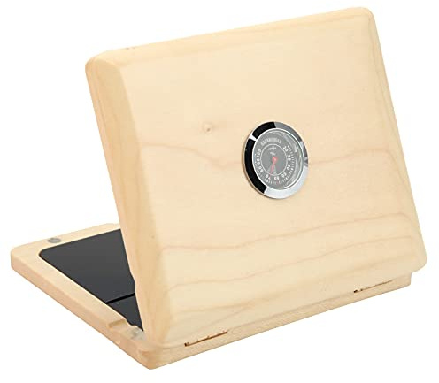 Custodia per Ance, Supporto per Custodia per Clarinetto per Sassofono in Legno Massello a 5 Ance con Igrometro Accessori per la Conservazione Dell'ancia per Sax(Colore del legno)