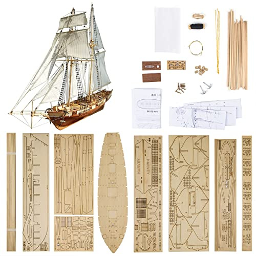 GAWEGM Schiffsmodellbausätze – Maßstab 1:96 Classics Antik Schiff Modell Harvey 1847 Holz Segelboot DIY Hobby Boot