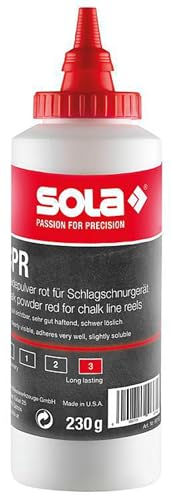 Sola CPR Schlagschnurkreide Rot - Füllmenge 230 g - Schlagschnurpulver Rot, Ersatz-Kreide für Schlagschnur - beste Hafteigenschaften - widerstandsfähig bei Regen und Wind - schwer entfernbar