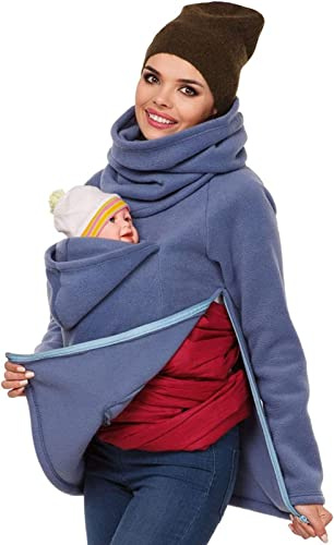 Multifunktion Babytrage Jacke Damen 2 In 1 Softshell Tragejacke Für Mama Und Baby Mit Kapuze Langarm Umstandsjacke Warm Tragepullover 3,XL