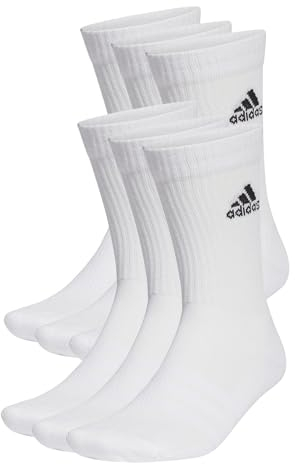 adidas Unisex - Vuxen Cushioned Sportswear Crew Socks 6 Pairs, White / Black, 13-14.5