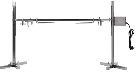 BBQ Grillspieß Set Rotisserie Drehspieß Elektrisch Spanferkelgrill Drehspiess Edelstahl Grillspieß Set 220V Edelstahl Motor,Edelstahl-Grillstab,Edelstahl-Grillgabel