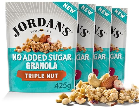 Jordans No Added Sugar Granola - Triple Nut| Breakfast Cereal | High Fibre | 4 PACKS of 425 g