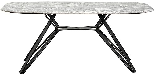Kare Design Tisch Okinawa, Schwarz, 4-6 Personen, Tischplatte aus Granit, Hochwertig, Langlebig, Esszimmertisch, Besprechungstisch für Office, Stahlgestell, 76x180x90 cm (HxBxT)