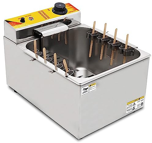 Commercial Deep Fryer, 1900W 12L Automatic Cheese Hot dog Sausage Grill Stove Sticks Fryer, 8pcs Sausage Frying Equipment Adjustable Temperature, Large Capacity Electric Deep Hot Corn Dog Fryer
