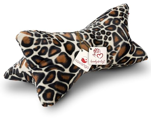 Navango Leseknochen Giraffen Optik, kuschelweicher Bezug, 40 x 18 cm | Universelle Buch- und Tablet-Stütze, waschbar bei 30°, Nackenkissen