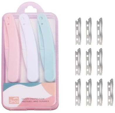 Augenbrauen Rasierer für Frauen 3 Stück +10 Ersatzklingen, Gesicht Rasiermesser, Dermaplaning Rasierklingen Beauty Eyebrow Shaper Razors Damen