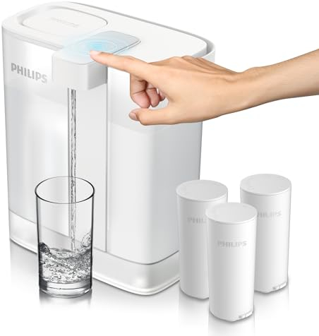 PHILIPS GoZero Next-gen Instant Water Filter Pitcher, Rechargeable Battery, Mirco-X Clean Technology, 3L 12 Cups, 1L/min Fast Flow, Countertop Filtered Water Purifier Jug for Tap Water, 1 Filter