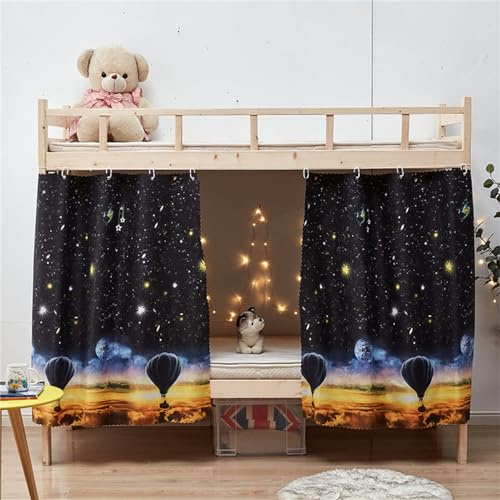 Treer Bettvorhang Hochbett Etagenbett, Blackout Vorhänge Staubdicht Betthimmel Hochbett Etagenbett Kinder Bettzelt Schlafsaal Bettvorhänge für Kinderzimmer (1.5x2M,Heißluftballon)