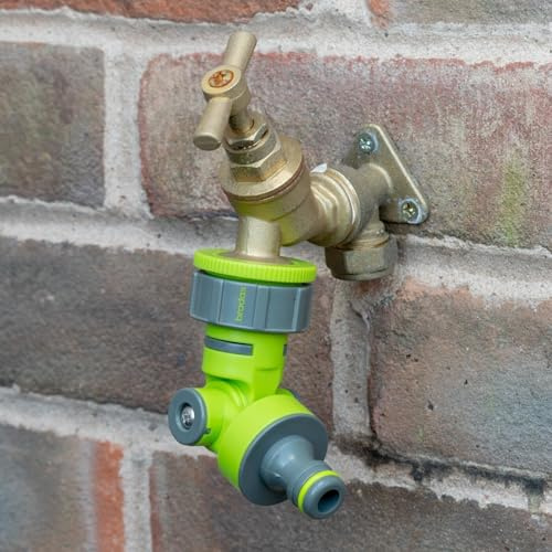 Garden Hose Ranfe of Connectors Fittings Universal Standard Hozelock Compatible Lime Male Female Threaded (Multi-Angle Tap Connector)