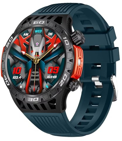 Smartwatch Herren Militär Uhr mit Kompass Sportuhr Laufuhr Outdoor Tactical Watch Military Fitnessuhr mit Telefonfunktion Gesundheitsuhr Blutdruckmessung Schrittzähler Uhr Pulsuhr Smart Watch