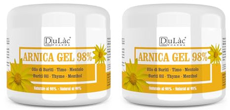 DuLàc, Arnika-Gel 98% Mit Buriti-Öl, Thymian Und Menthol, 2 x 500 ml, Geeignet Zum Massieren Von Haut, Muskeln Und Gelenken, Dermatologisch Getestet, Nickelgetestet, Made in Italy, 1000 ml