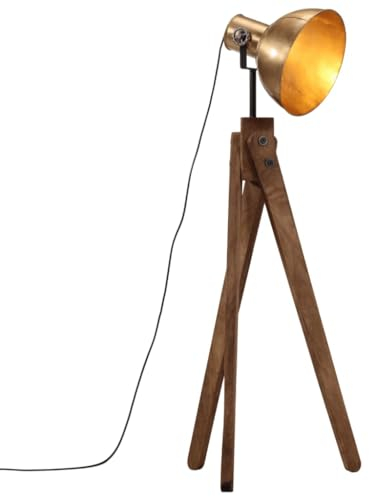 vidaXL Stehleuchte, Stehlampe mit E27-Fassung, Standleuchte für Wohnzimmer Esszimmer Büro, Leselampe Deckenfluter, Industrie-Stil, 25 W Antik Messing