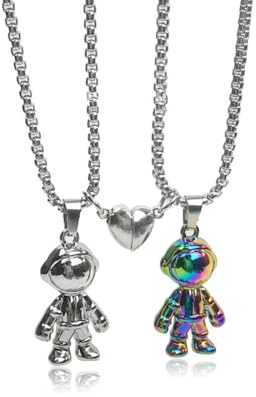 NHQZ Bff Collar de Amistad, Collar de Pareja, Collar de Cadena, Collar con Colgante para Graduación, Regalos de Cumpleaños para Amigo, 2 Piezas