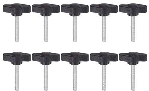 QUARKZMAN 10 Stück Rändelschrauben mit T Flügelknöpfe M4 x 30mm Kunststoff T-Kopf Gewindebolzen Klemmschraube Flügelschraube Haltegriffe 27mm Klemmknopf Daumenschrauben für Maschine, Schwarz