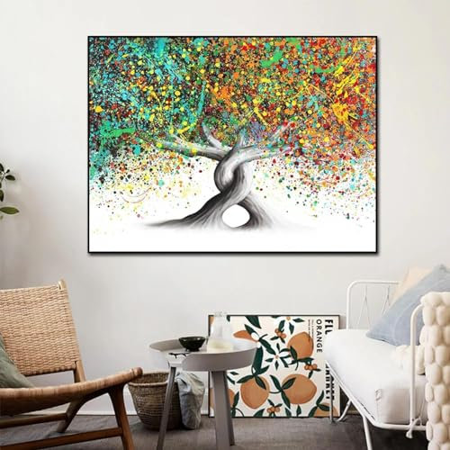 ZHAOLIN Leinwandbild „The Rainbow Soul Tree“, abstrakte, bunte Bäume, Bilder, Wandkunst, Poster für Wohnzimmer, Heimdekoration, Wandbild, 70 x 100 cm, rahmenlos