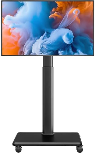Universal Boden-TV-Ständer, Rolling Floor TV Mount mit Rädern, 80 Grad schwenkbar höhenverstellbar für 27 bis 65 Zoll LCD LED OLED TVs, hält bis zu 88 lbs Mobile Monitor Stand, Max VESA 400x400mm