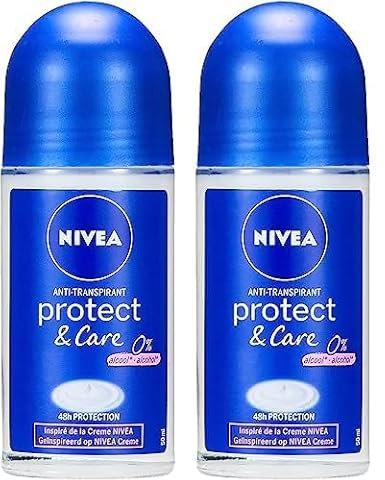 NIVEA Déodorant Bille Protect & care (1 x 50 ml) protection efficace 48H, déo inspiré de la crème, soin femme sans alcool (Lot de 2)