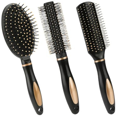 Flycppo 3 Pezzi Spazzole per Capelli,Spazzola Piatta Districante per Capelli,Massaggia,Spazzola Antistatica per Capelli Ricci per Donne,Uomini,Tutti I Capelli Bagnati O Asciutti