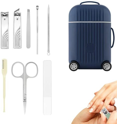 Set per la cura delle unghie da uomo, set per la cura delle unghie da viaggio, in acciaio inox, per la cura dei pedicure con valigetta per adulti