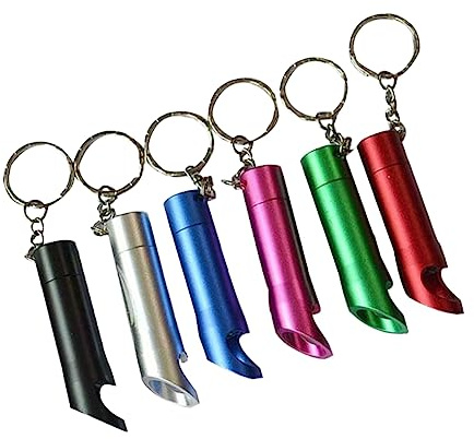 Cabilock LED Taschenlampen Schlüsselanhänger 6stücke aus Aluminiumlegierung | Schlüsselring Inklusive, Kreative Deko im 6 Stück, Filigranes Design für Männer und Frauen Zufällige Farbe
