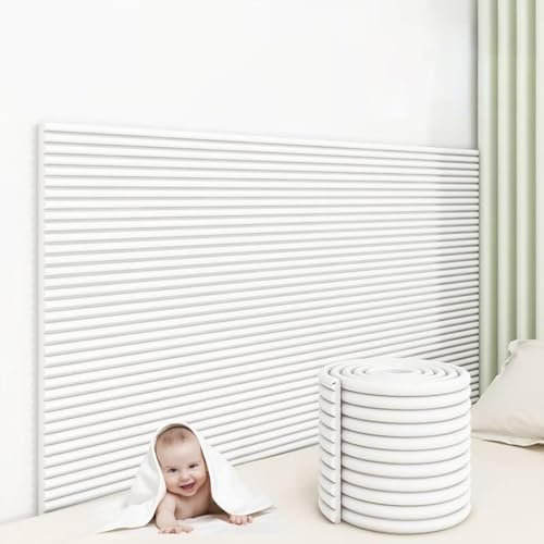 MUMUXIAO Acolchado de pared anticolisión de 200 x 20 cm, paneles de pared acolchados aislados, autoadhesivos, protección de cabecero para dormitorio y guardería (blanco)