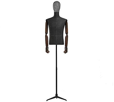 OWOHYG Schneiderpuppe Schaufensterpuppe Körper Torso Männlich Schwarz Schaufensterpuppe Torso Halbkörper Kunststoff Verstellbare Büste Schaufensterpuppe Mit Flexiblen Armen Meta(with Arms-One Size)