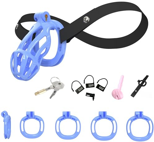 Hdynasty Gabbia Protettiva da Uomo in Resina scheletrata con Barre Piccole e 4 Misure di Anelli con 1 Cintura Fissa