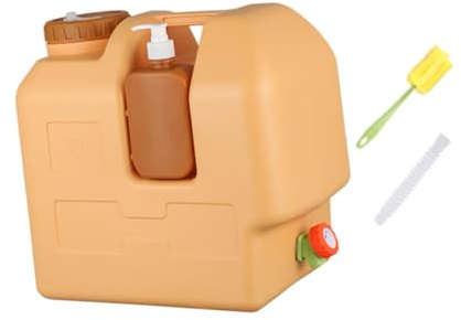 LeeQinersw Bidon d'eau avec Robinet, Qualité Alimentaire, Bidon avec Distributeur de Savon, Seau de Stockage d'eau Portable, Contiateur à Eau pour Camping, Barbecue, Pêche, 20L avec Tuyau de Brosse