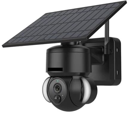 KKENZA Telecamera IP PTZ Solare Telecamera di sorveglianza di Sicurezza for Esterni con Pannello Solare Telecamera Domestica(White Camera)