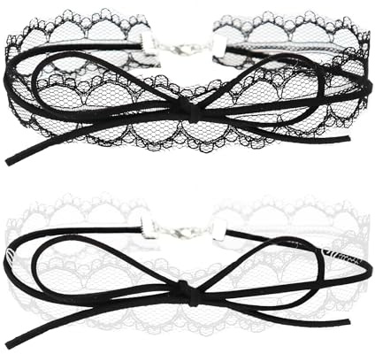 Cosswe Spitze Mesh Halskette,Sexy Schwarze Spitze Chokerhalskette Modeschmuck Zubehör für Frauen Mädchen