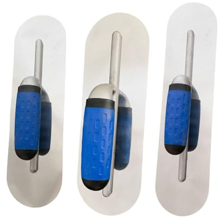 3PCS Round Edge Plus Cultivation Troll Set Stainless Steel Pool Trowel Concrete Mason Tool for Professional and Diers