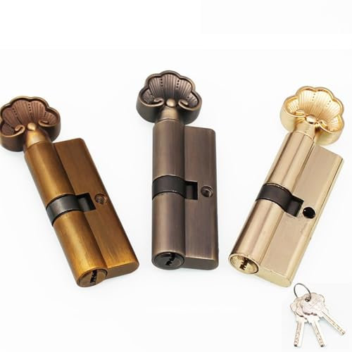 Cilindro serratura Cilindro serratura porta interna nucleo commerciale masse 70 mm alberi crocevia catene testa ottone(Gold)
