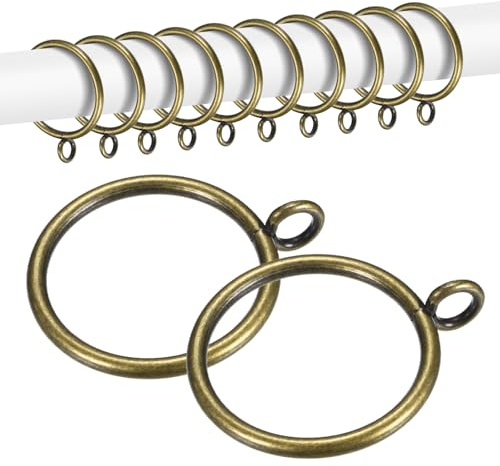 M METERXITY Juego De 20 Anillas para Cortinas con Ojales De 1.5 Pulgadas De Diámetro Interior Compatibles con Barras De Cortinas De hasta 1/2 Pulgada Anillas Metálicas Bronceadas