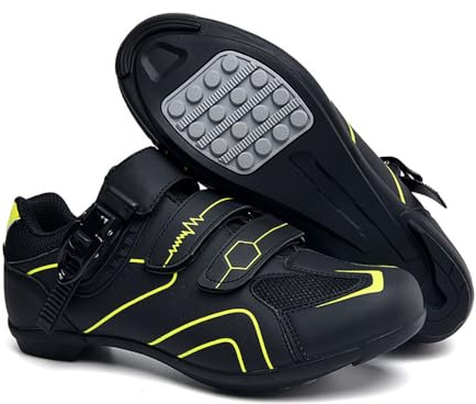 Cykelskor dam herr cykelskor sneaker vägcykel andningsbara cykelskor halkskydd utomhus inomhus snurra ridskor platt pedal cykling träningsskor, gRÖN, 40 EU