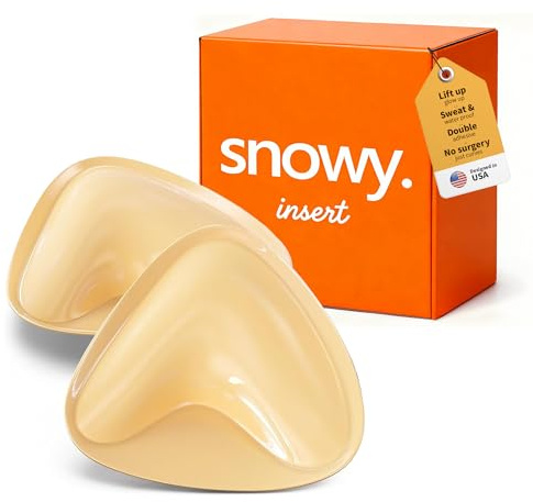 Snowy Insert: Double Sided Push Up Bra Pads for Instant Lift | Reusable Waterproof Sticky Inserts for Strapless & Backless Dresses for Women (B Cup, Beige)