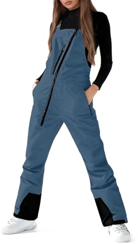 Snowboardhose Damen Latzhose Wasserdicht Baggy Skihose Hosenträger Warm Schneehose Damen Winter Gefüttert Skianzug Overall Outdoor Ski hosen für Frauen Latz Verstellbar Skioverall Reißverschluss