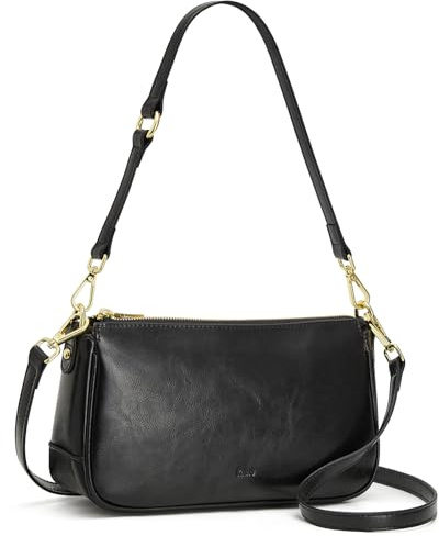 Kattee Handtasche Damen Klein, Umhängetasche Damen aus Echtem Leder, Crossbody Bag Damen, Retro Mini Hobo Bag für Dating Party Einkaufe