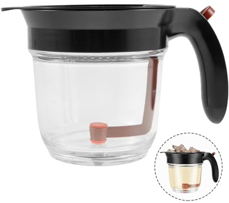 Fetttrennkanne für Soßen 1000ML PP Soßentrenner Fetttrenner mit Druckauslass Doppelfiltrationssystem Transparent Fettabscheider Soße Hitzebeständig für Brühen Filtern