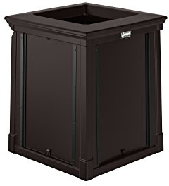 Suncast Commercial 35-Gallon HDPE Open Top Outdoor Trash Can for Convenience Stores, Durable Weather-Resistant Waste Container with Open Top, Black