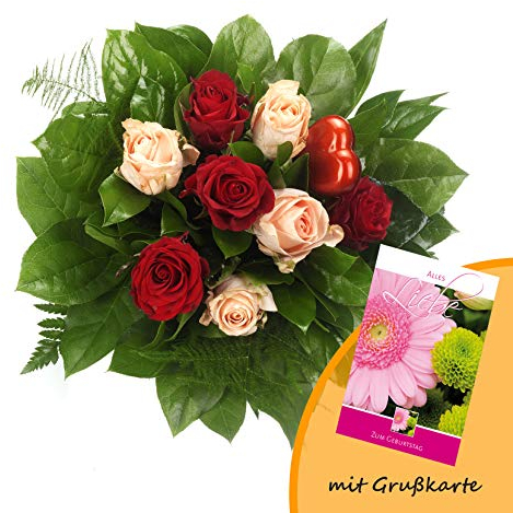 Dominik Blumen und Pflanzen, Blumenstrauß Mein Glück und Grußkarte Geburtstag