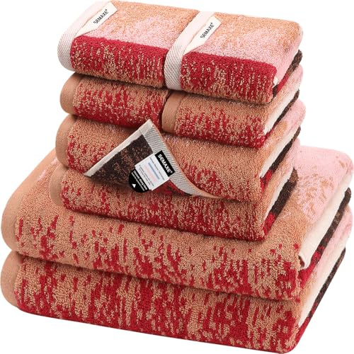 SEMAXE Bathroom Towel Set with Hanging Loop – 8-Piece Yarn Dyed Jacquard Cotton Towels, Oeko-TEX Certified, Soft & Absorbent, Gift-Ready for Bath, Spa, or Guest Use