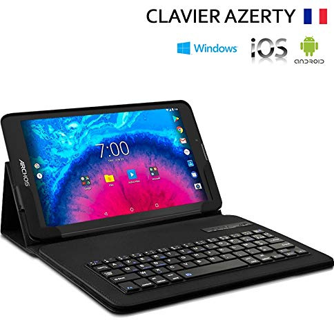 Karylax Seluxion – Funda universal con teclado francés AZERTY integrado Bluetooth para tablet táctil de 10,1 [Samsung, Apple, ASUS, Amazon, Acer, Logicom, Polaroid, etc. Negro Yuntab Q88H 7 Pouces