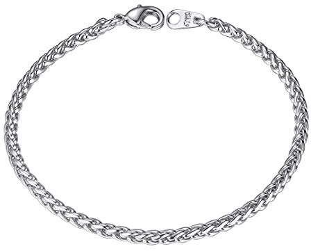 ChainsHouse Edelstahl Damen Herren Armband 3mm/6mm breit Weizenkette/Kordelkette Armskette für Valentinstag Weihnachten