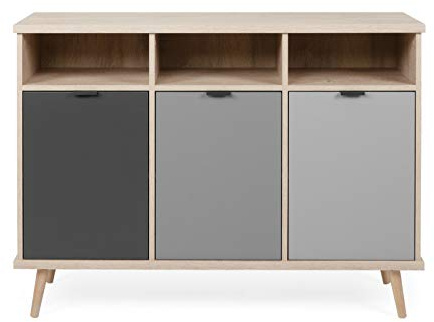 EPIK Sideboard Eiche Endgrain und grau | Kommode 120 x 88 cm mit Füße in Eiche Endgrain massiv