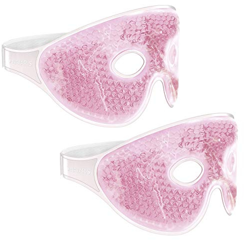 Navaris 2x Augenmaske kühlend - Augen Gel Maske Set - Kühlmaske Kühlpack Kühlpad Kompresse Kühlkissen - kühl warm Gelmaske Kühlbrille
